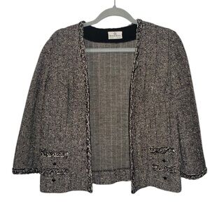 70’s Butte Knit | Cozy Warm 100% Wool Collarless Blazer Jacket - Size M/L